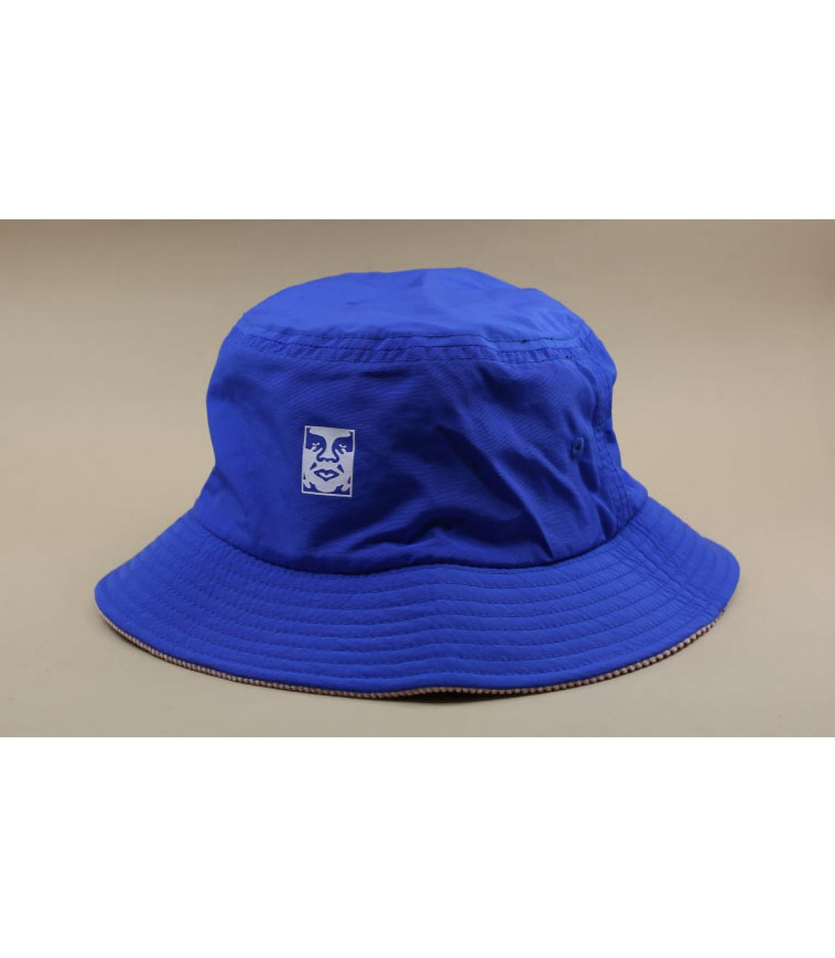 Blue beige reversible bucket hat